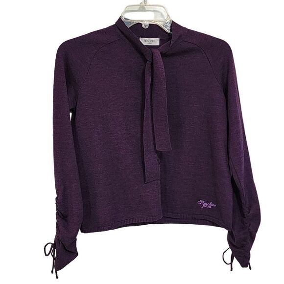 Moschino jeans purple virgin wool cardigan sz 8 - Picture 1 of 7